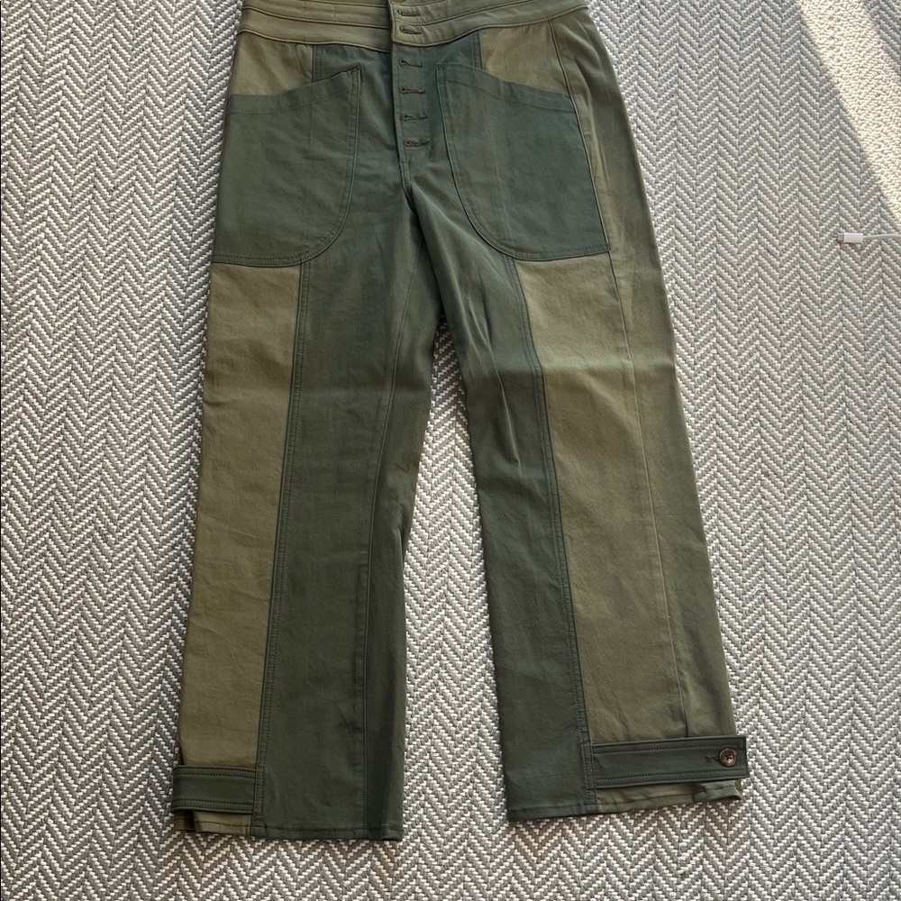 Veronica Beard Olive Wide-Leg Pants